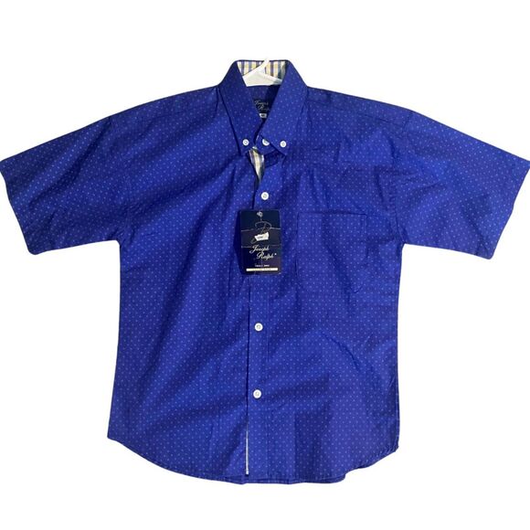 VINTAGE Joseph Ralph | NWT Boys Button Up Collared Shirt Blue Short Sleeve - Picture 1 of 7